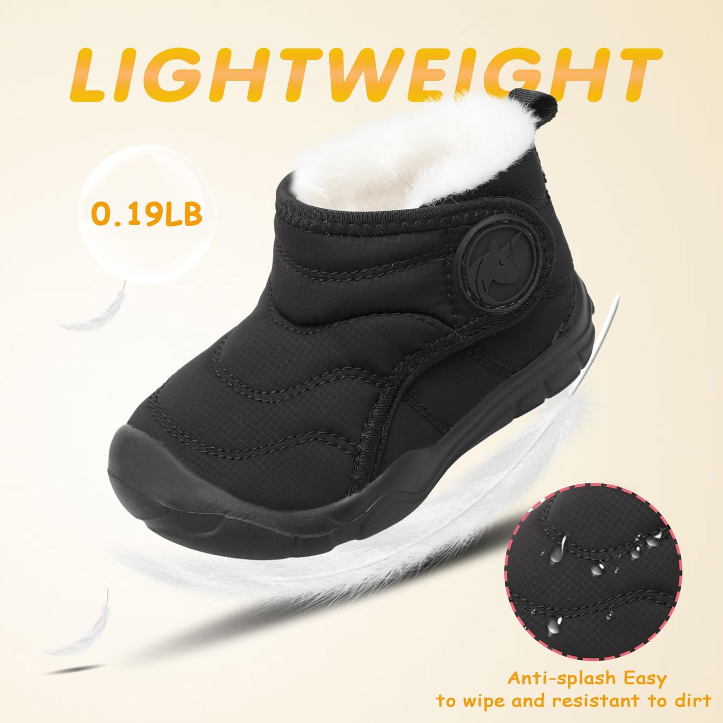 LeIsfIt Toddler Boots Girls Boys Wide Winter Boots Cozy Fleece Winter Shoes Indoor Outdoor Warm Shoes Black 7 Toddler