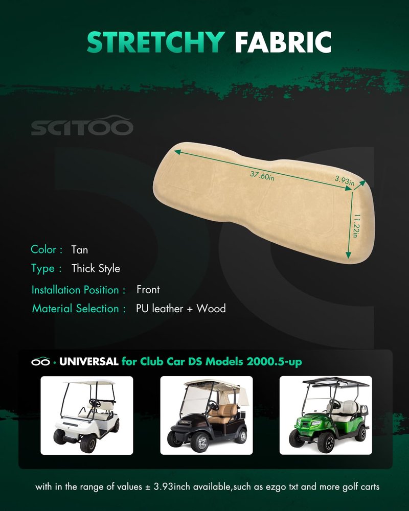 SCITOO Front Seat Backrest Assembly for Club Car DS 2000.5-up Golf Cart, Factory Style Replacement Cushions, Tan