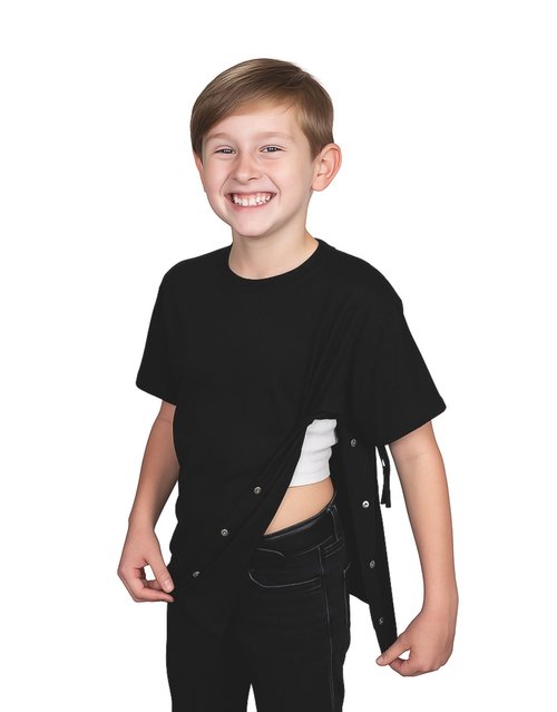 Kids Arm Sling, Surgery & PICC Access Shirt (Black,L)