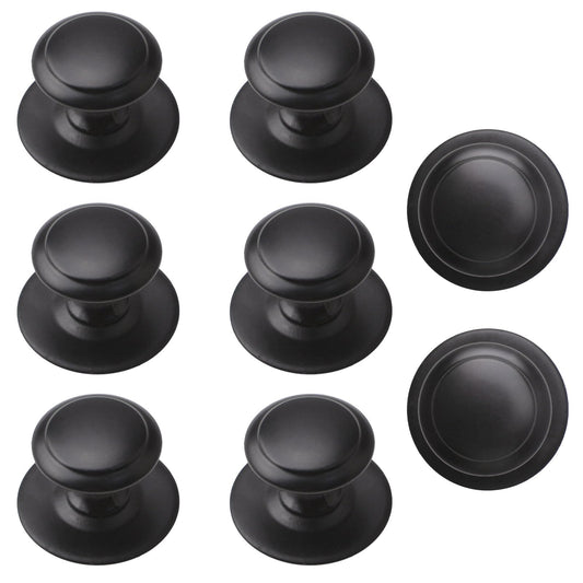 MOROBOR Stainless Steel Drawer Knobs, 8pcs Self-Stick Instant Cabinet Handle Pulls, 1.18Inch Adhesive Sliding Door Stick On Handle with Mounting Screws for Glass Cabinet Cupboard Drawer (Matte Black)
