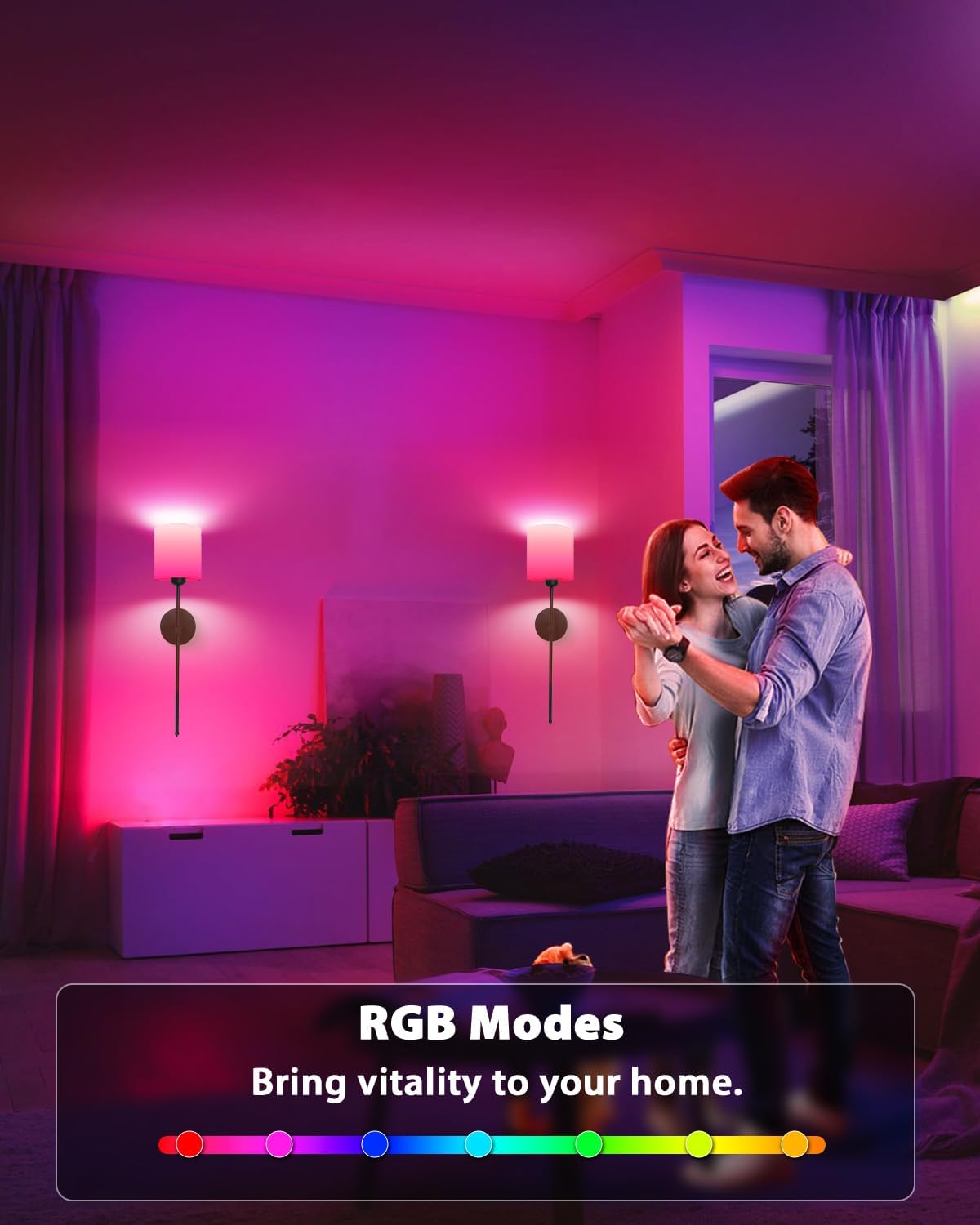 Rechargeable Black Wall Sconce Set of 2 - 5CCT Wireless Dimmable Lights with Remote for Bedroom & Living Room