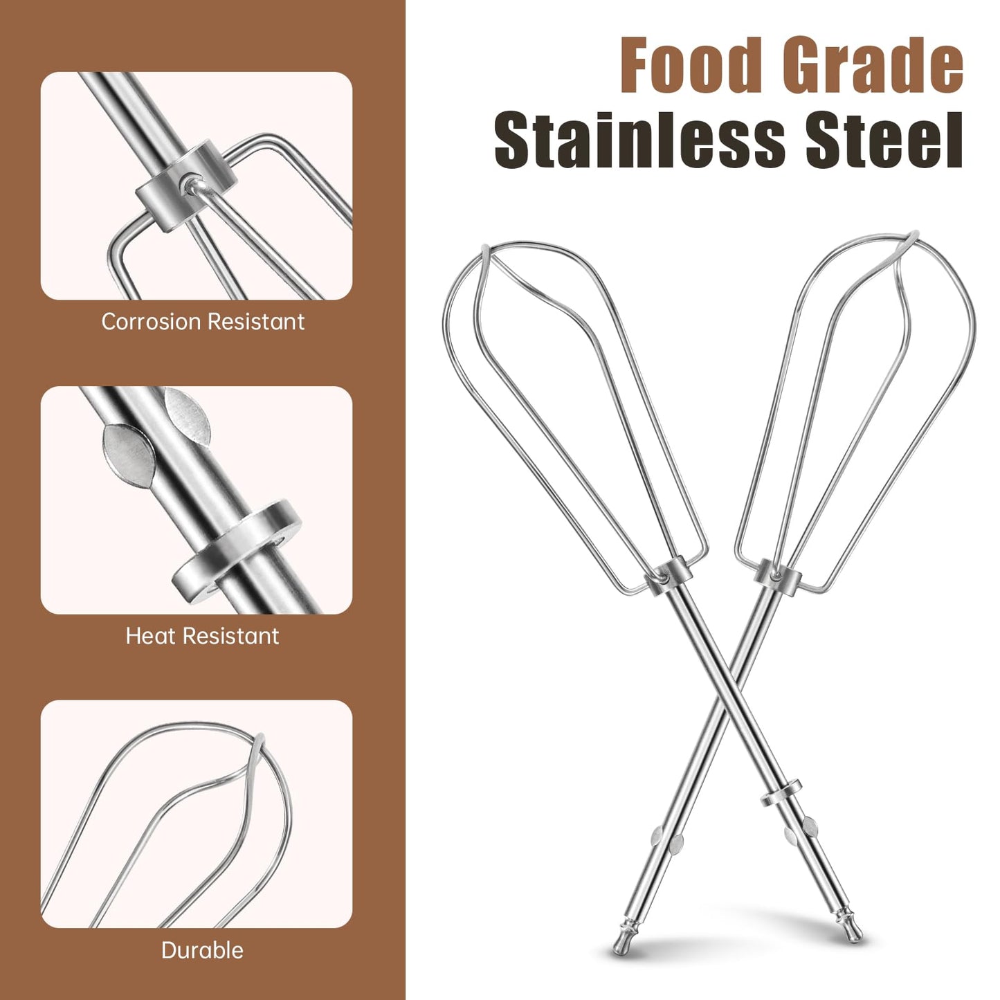 Replacement Beaters for Cuisinart Hand Mixer CHM-3 CHM-5 CHM-7 HM-50 HM-70 HM-90 HTM-9LT, Hand Blender Replacement Parts CHM-BTR Whisk Attachments