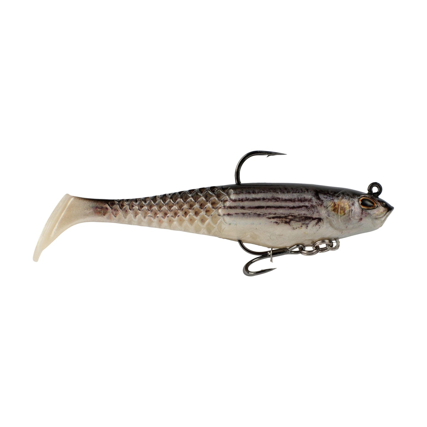 Berkley PowerBait Saltwater Pre-Rigged Cullshad Fishing Soft Bait, Mullet, 6 in, Irresistible Scent & Flavor, Larger Profile, Ready to Fish, Honeycomb Technology for Max Action and Durability