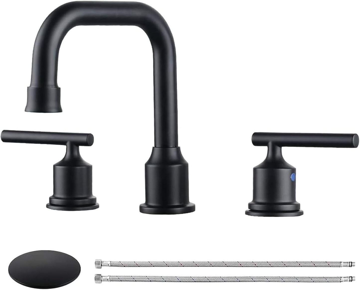 Brushed Nickel 8-Inch Widespread Bathroom Faucet with 360° Swivel Spout - Modern 2 Handle Lavatory Sink Fixture