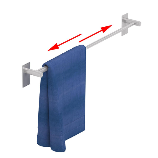 Adhesive Adjustable Towel Bar, HOMOTEK Economical Self Stick Bathroom Towel Holders, Towel Rod Size from 12 Inch to 22 Inch Single Rack Hanger for Kitchen(1 Pack Brushed Stainless Steel)