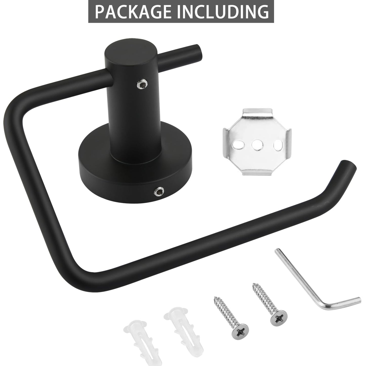 Toilet Paper Holder, Premium 304 Stainless Steel Paper Towel Holder, Toilet Paper Roll Dispenser Bathroom 5.5" TP Holder for Kitchen Washroom (Matte Black)