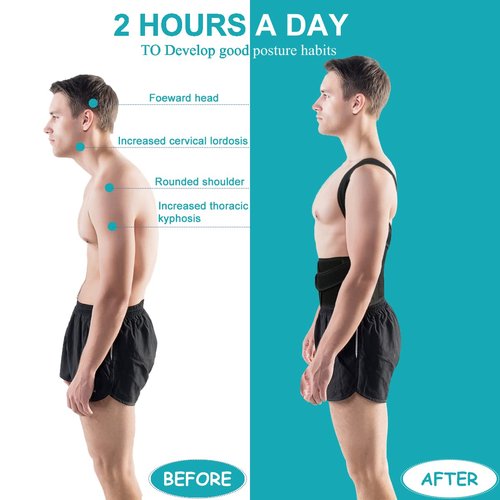 KLEUET Back Brace Posture Corrector for Women and Men, Relief for Waist, Back and Shoulder Pain, Adjustable and Breathable, Improve Posture L(33"-37")
