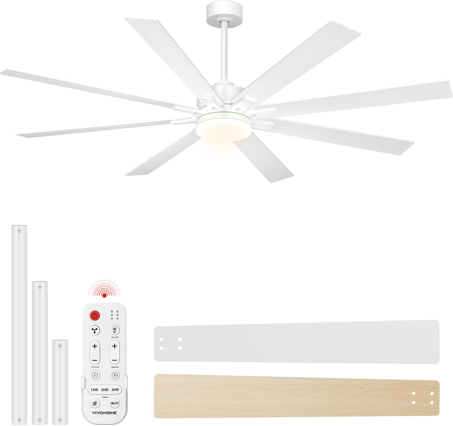 42-Inch VIVOHOME Low Profile Ceiling Fan with Lights & Remote - Dimmable, Quiet, Reversible for Bedroom & Living Room