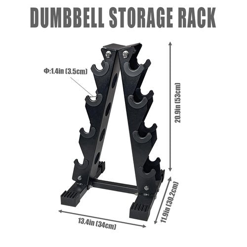 4 Tier Dumbbell Rack A-Frame - Storage Weight Rack for Home Gym, Heavy Duty Dumbbell Stand for Strength Training Workout