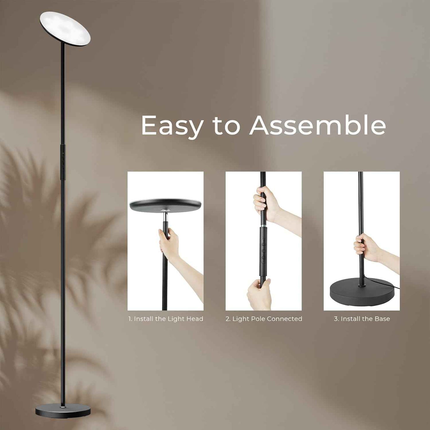 Smart RGBWW Floor Lamp with Voice Control & App, 2800LM Color Changing Torchiere for Living Room, 69.3in Rotating LED Lamp