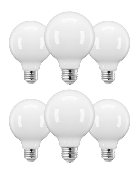 EDISHINE Dimmable G25 Globe LED Edison Light Bulb, 5W Equivalent 60W, CRI90+ Vanity Light Bulbs, Milky Glass LED Light Bulb for Bathroom, Mirror, E26 Base 500LM 2700K Warm White, 6 Pack, UL Listed