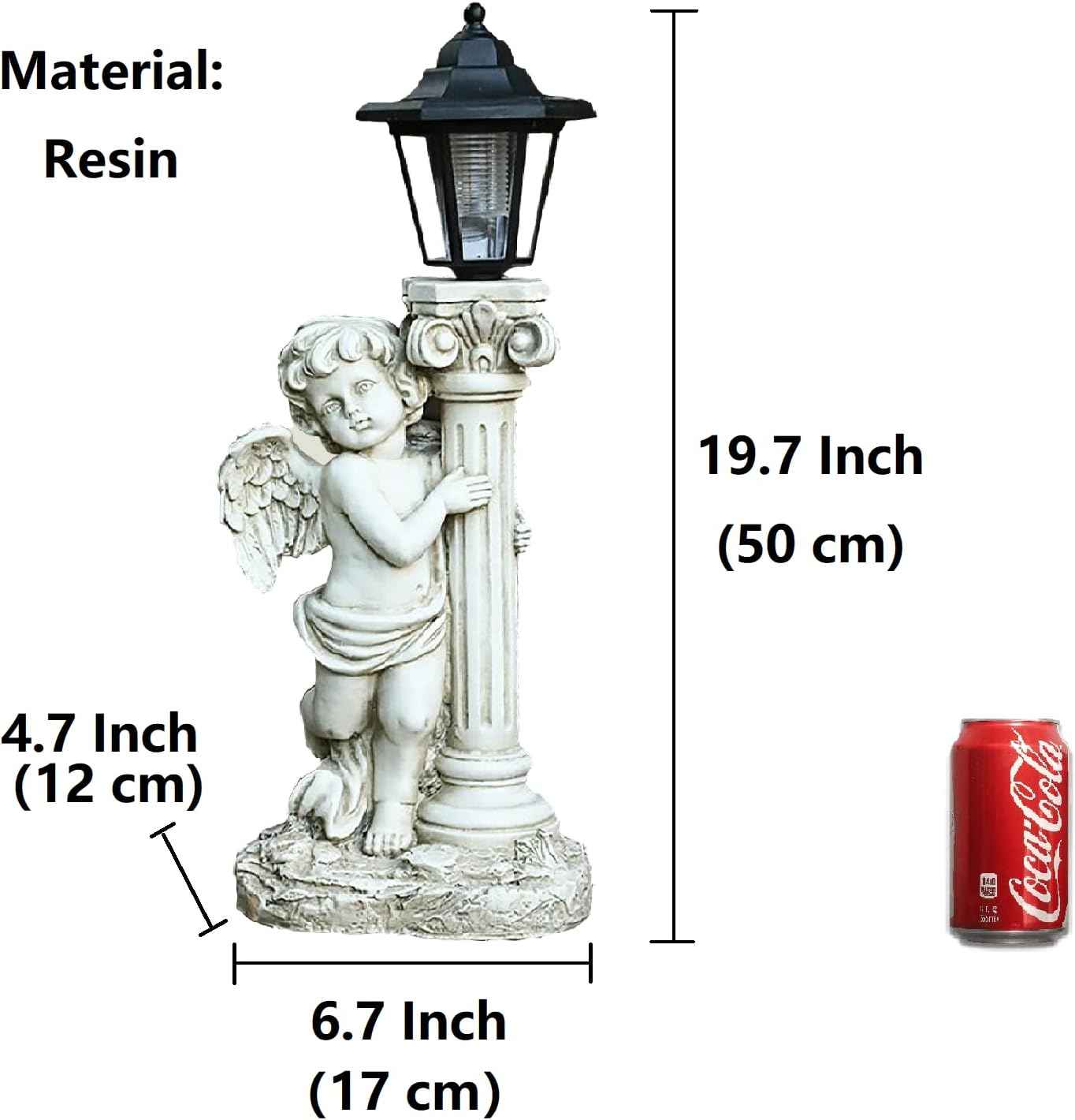 19.7-Inch Solar Angel Statue with Roma Pillar - Outdoor Garden Decor & Christian Gift