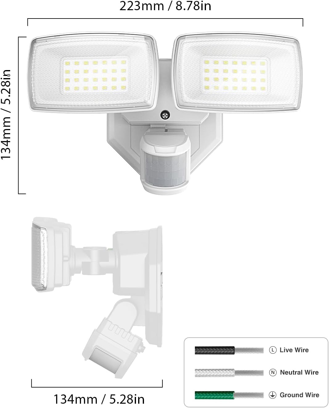 Onforu 32W Motion Sensor Outdoor Security Lights - 3200LM LED Flood Light, IP65 Waterproof, Dusk to Dawn for Garage & Yard (Black)