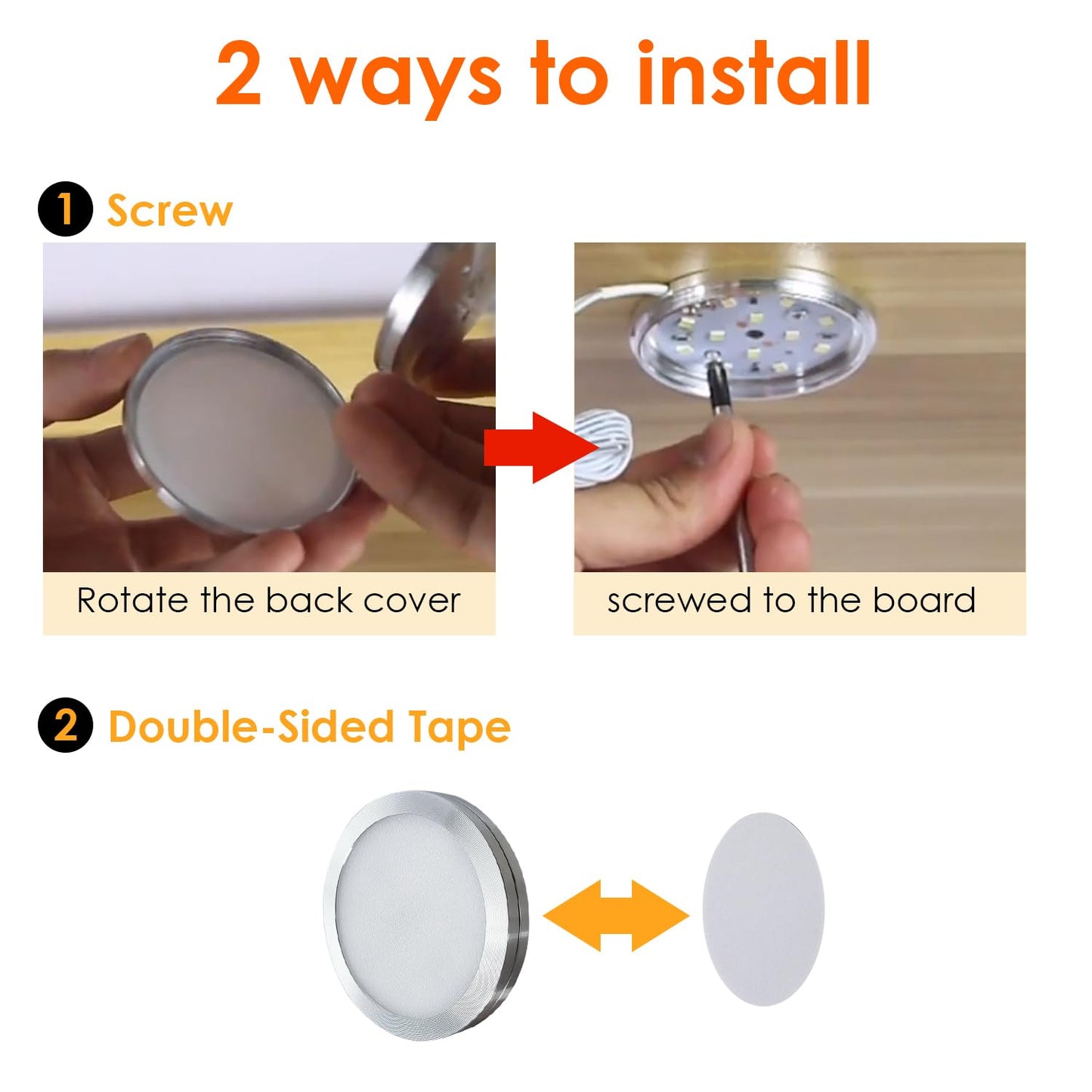 AuyiHomu Single Under Cabinet LED Puck Lights Plug in, 3D Printer LED Lamp Kit 001 DIY USB Powered 5V Dimmable Touch Switch Ultra Thin for Kitchen/Cabinet/Wardrobe/Showcase (Cool White/6000K)