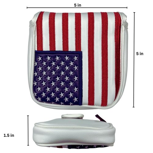 USEiT Putter Cover for Blade and Mallet Style Putters with Magnetic Closure and Embroidered USA Design Golf Club Headcovers for Scotty Cameron Taylormade Callaway Titleist Odyssey (Mallet)