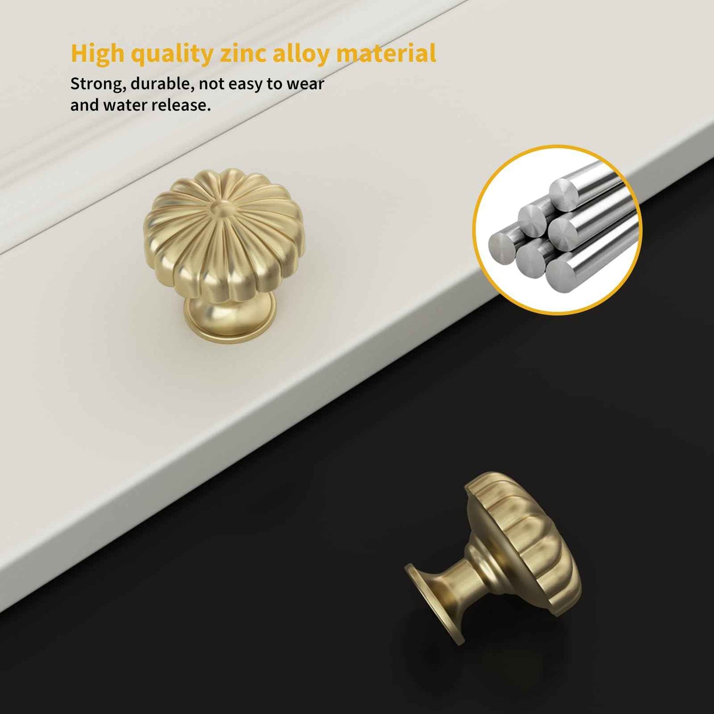 goldenwarm 10 Pack Gold Cabinet Knobs Dresser Knob for Drawer Hardware Handles and Luxury Pulls for Cabinets Zinc Alloy
