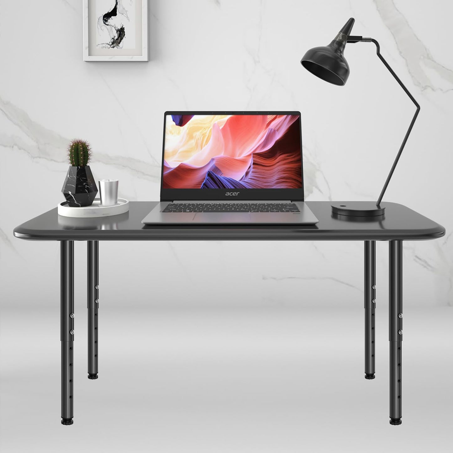 KOMOHOM Adjustable Furniture Leg Set 32~51 Inch, Adjustable Metal Table Leg, Home Office DIY Metal Desk Legs, for Computer Desk Dining Table Office Desk (4, Black)