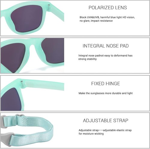 MAXJULI Baby Sunglasses - Safe & Soft Design with Adjustable Strap | BPA Free for Infants 0-24 Months