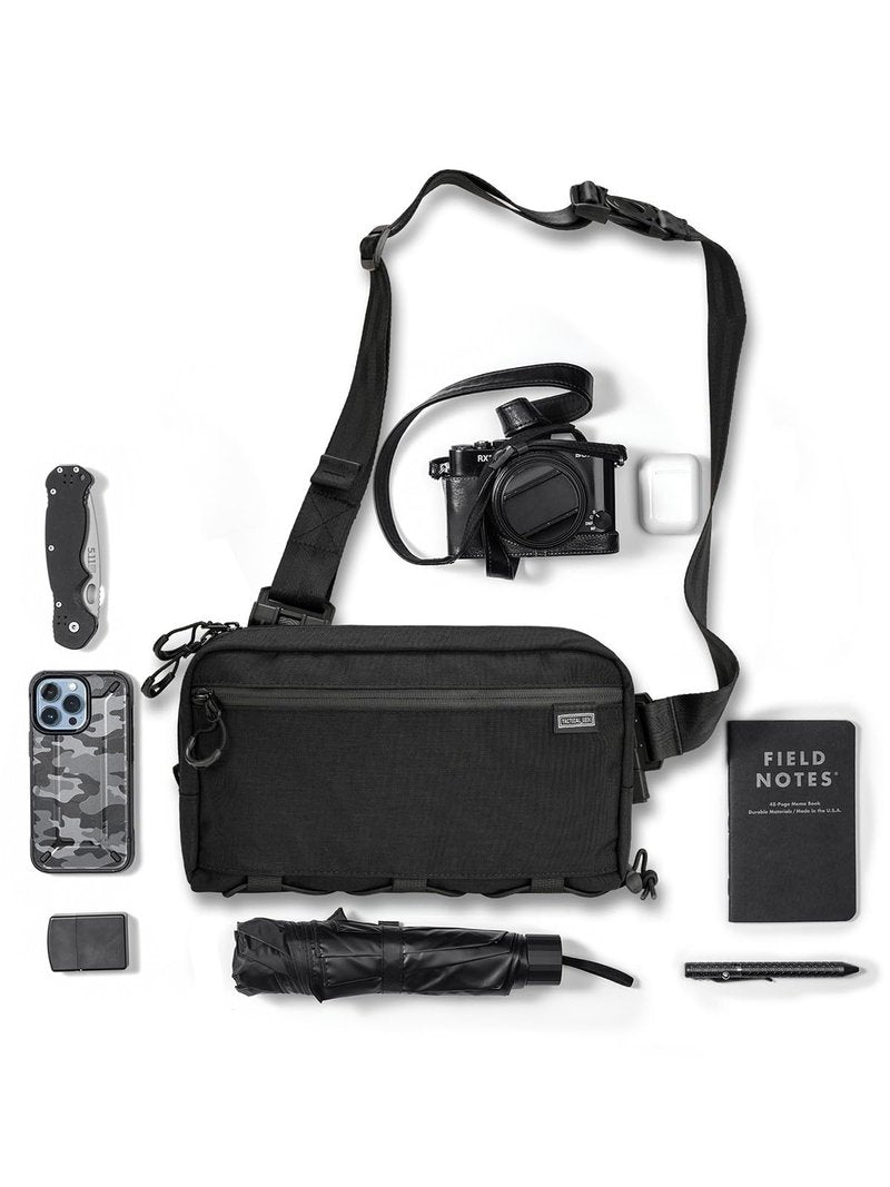 TACTICAL_GEEK Cache L4 EDC Sling Bag, Lightweight Crossbody Shoulder Bag, 2.9L High-Capacity Travel Chest Bag, Single Strap Bag for Casual Travel, Hiking, and Outdoor Sports (Black)