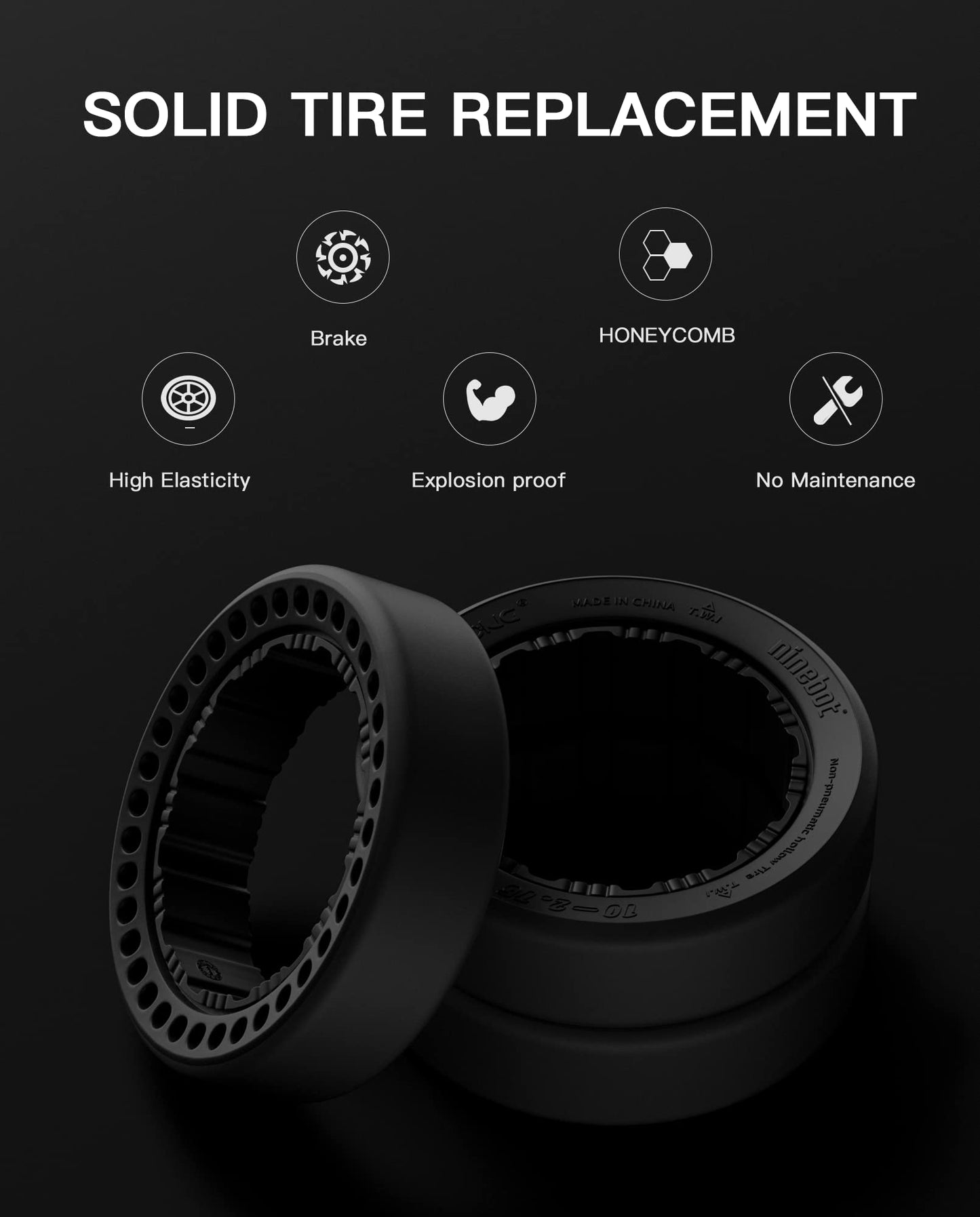 Electric GoKart Pro / Pro2 and Gokart Bundle Rear Tire Compatible with Ninebot by Segway Gokart Kit(with Ninebot S Max), Go Kart Pro 2 Quick Release Sports Drift Tires Original Accessories (2PCS)