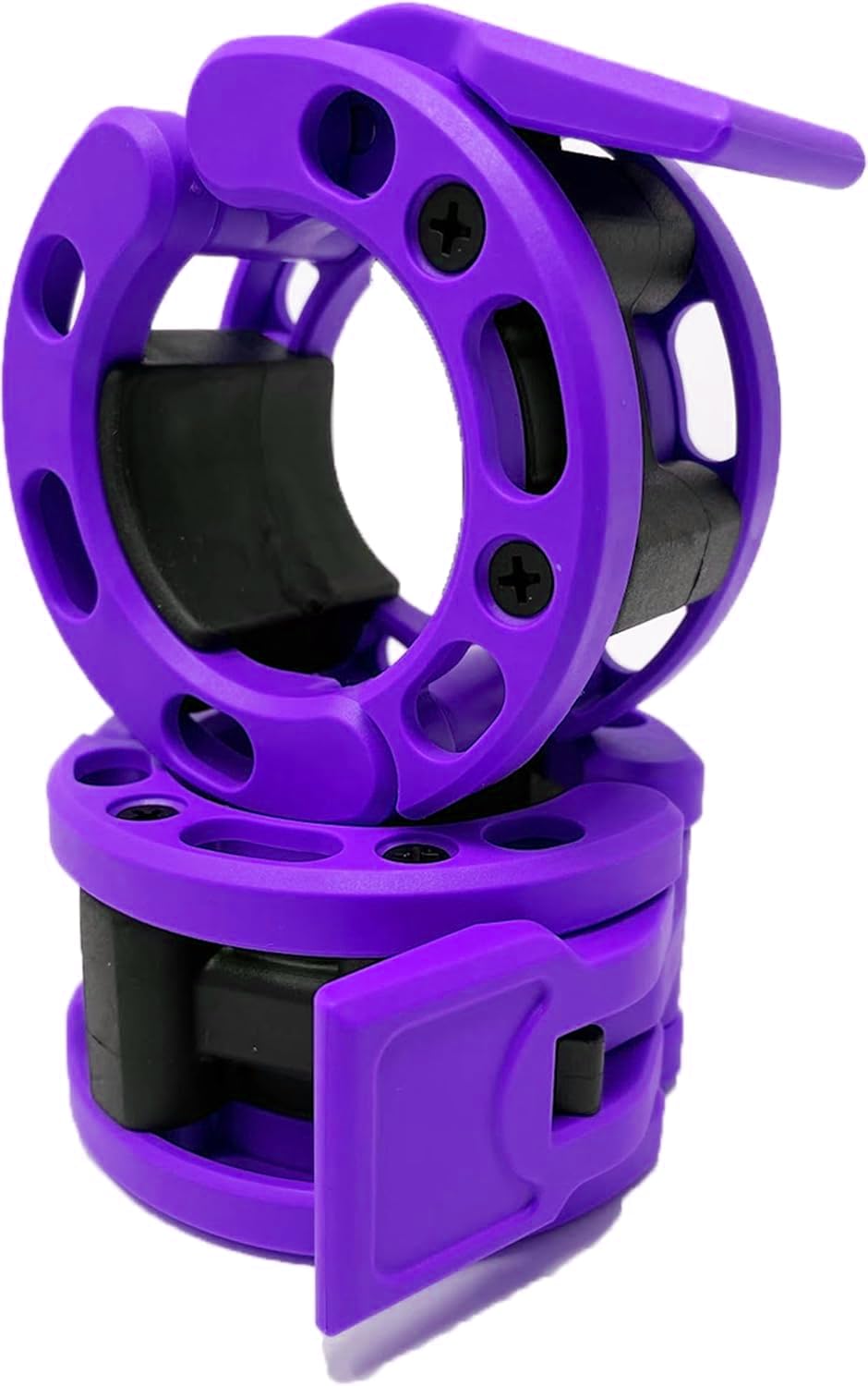 Clout Fitness Olympic Barbell Clamps Collars Quick Release Pair of Locking Weight Clips Fit 2 Inch Barbell (Purple)