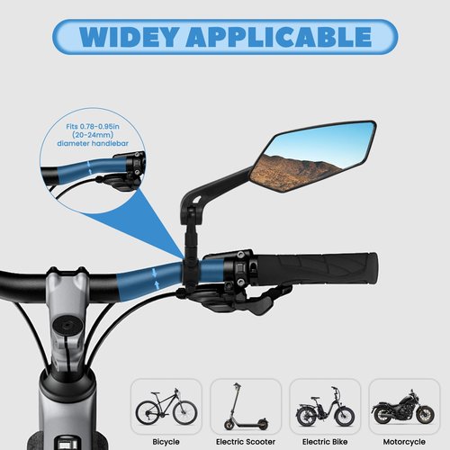 ARCUAT 1 Pair Bike Mirror Handlebar Mount, Rear View Mirror for Mountain Road Dirt Bike Motorcycle Electric Scooter, Bicycle Bar End Rearview Mirrors E Ebike Side Mirror Accessories for Men Adult