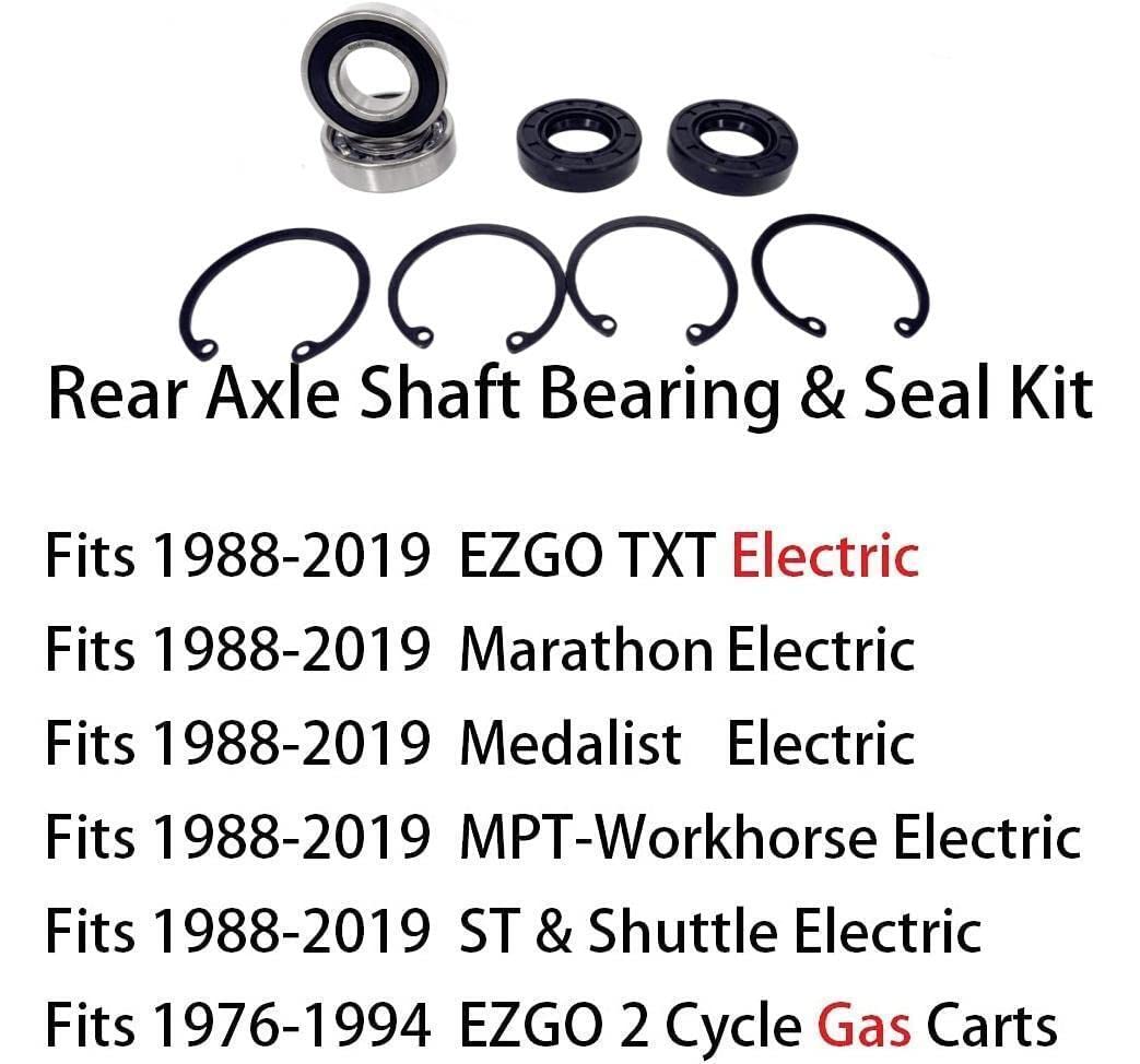 DEEG Golf Cart Rear Axle Bearing & Seal for EZGO Marathon, Medalist & TXT and RXV Electric Carts 1978 UP, Bearing Shaft Kit Replace OEM# 611931, 620343, 70181-G01,15112G1, 230-889, 82705-78