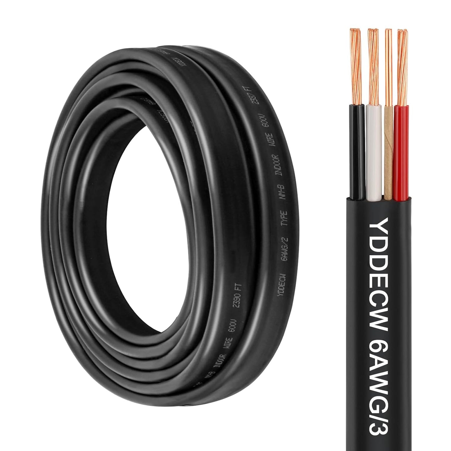 14 Gauge NM-B Wire with Ground - 50FT Pure Copper Indoor Electrical Cable for Outlets & Switches
