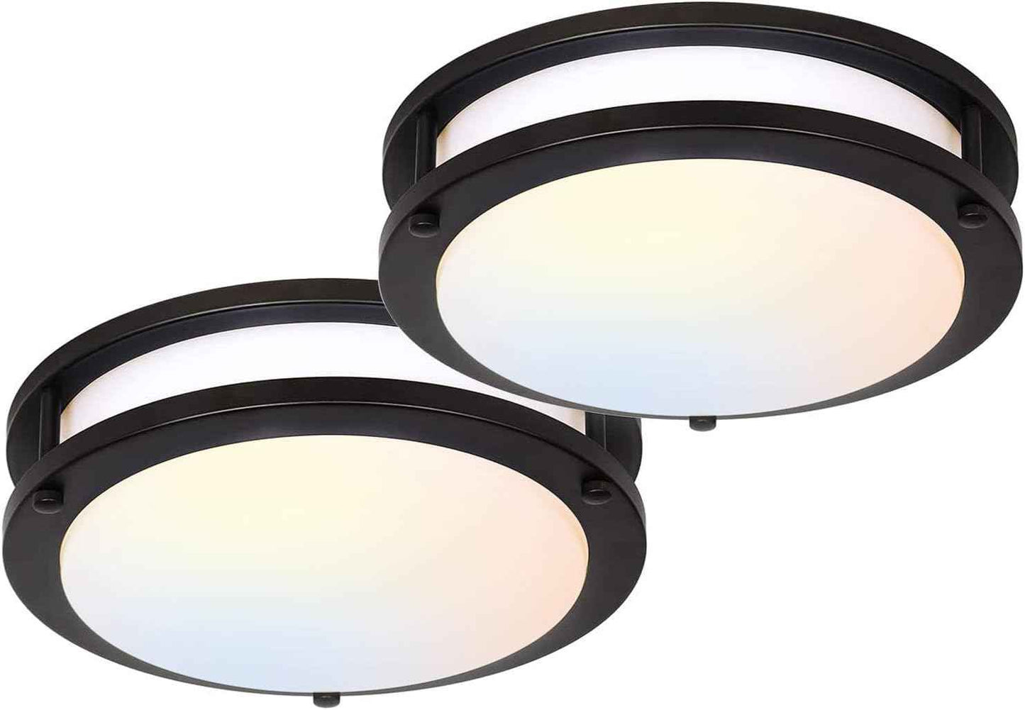 Adjustable 13-Inch Gold LED Flush Mount Ceiling Light Fixture - Dimmable 2700K-5000K for Hallway, Bathroom & Kitchen (2-Pack)