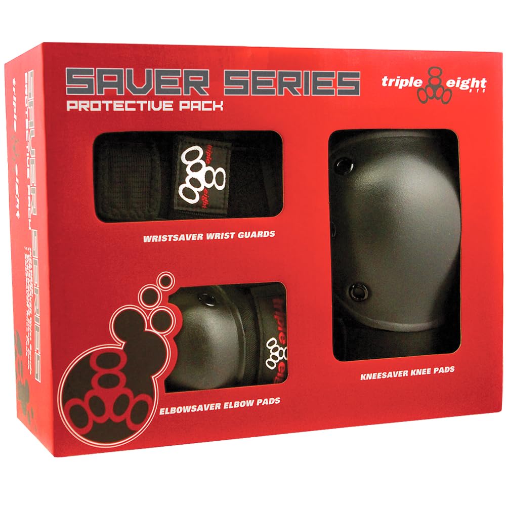 Triple Eight Saver Series Pad Set - Junior Protective Gear with Kneesavers, Elbowsavers & Wristsavers