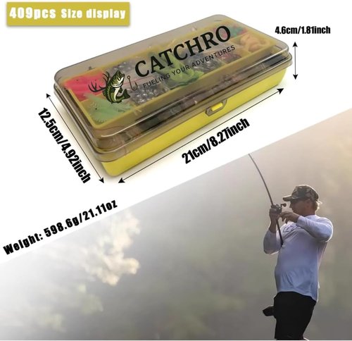CATCHRO Fishing Lure Kit - 409 Pcs Tackle Box Set for Freshwater & Saltwater | Perfect Gift for All Skill Levels