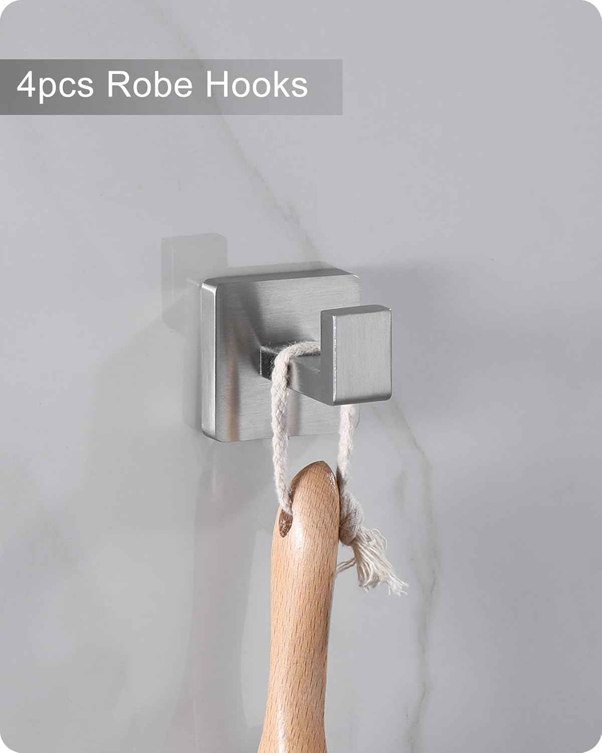 Brushed Nickel Bathroom Hardware Set - 10-Piece Towel Bar, Ring, Hook & Holder Kit