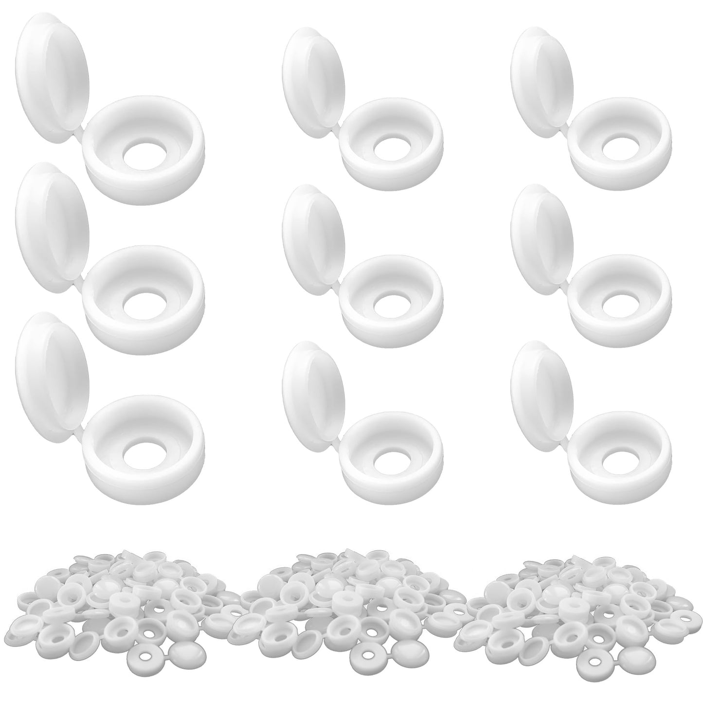 Duricient 150 Pcs 3 Sizes Screw Cover Caps, Smooth Plastic Caps for Covering Screw Nail Hole, 3 Sizes (Hole Diameter 4mm, 5mm, 6mm)(White)