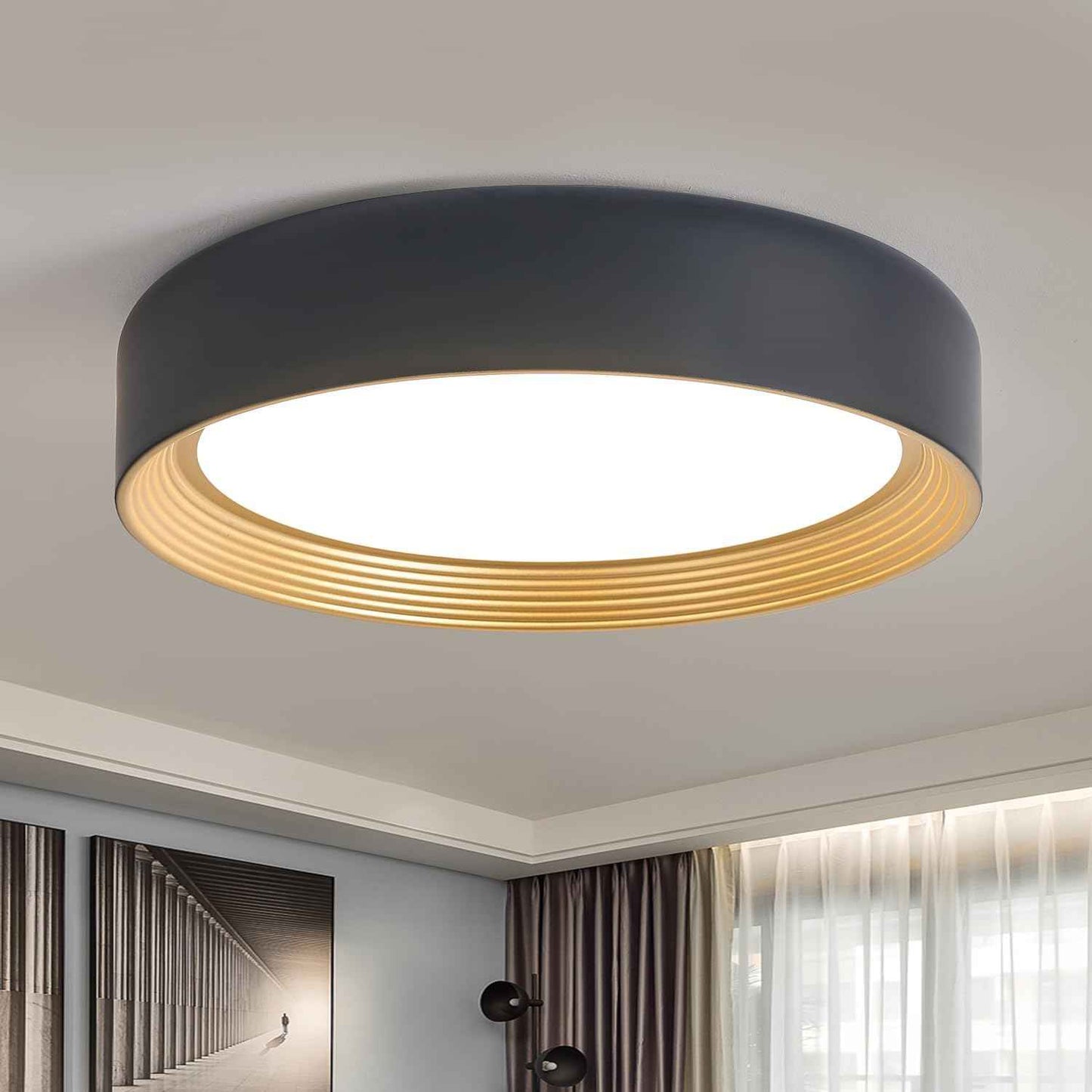24W Dimmable LED Flush Mount Ceiling Light Fixture - 11.81" Modern 5CCT 3000K-6500K for Kitchen, Hallway & Laundry Room