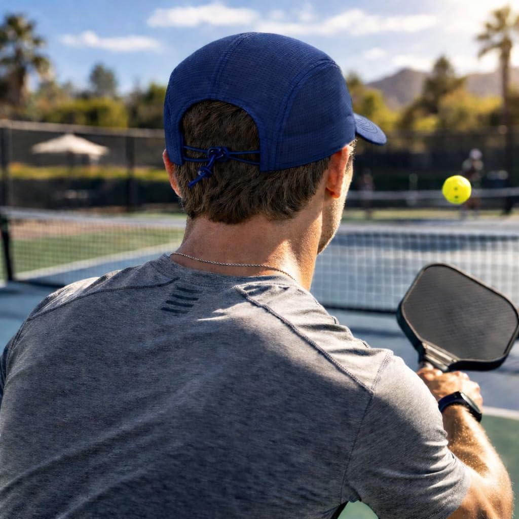 Halo Headband Low-Profile Quick Drying Running Hat for Men Women with Integrated Sweatband, UPF50+ for Pickleball Running Tennis, Fits Size 7 3/8 or Smaller, Navy