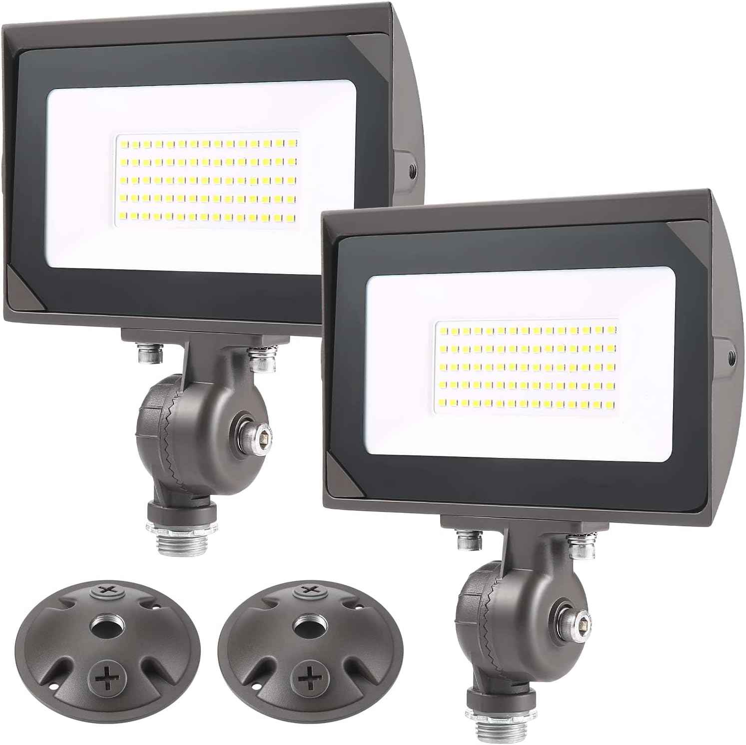 80W LED Flood Light - Waterproof Outdoor Security Light, 9600LM, 5000K Daylight, Knuckle Mount Included