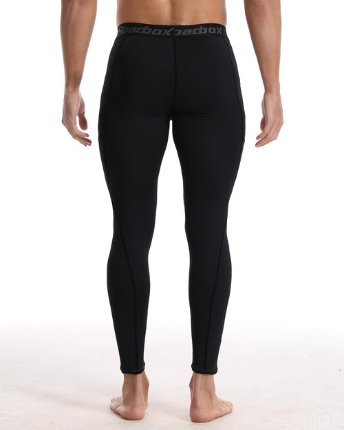 Roadbox 2 Pack Men's Compression Pants, Quick Dry Running Tights Leggings with Pockets, Athletic Base Layer for Workout Gym