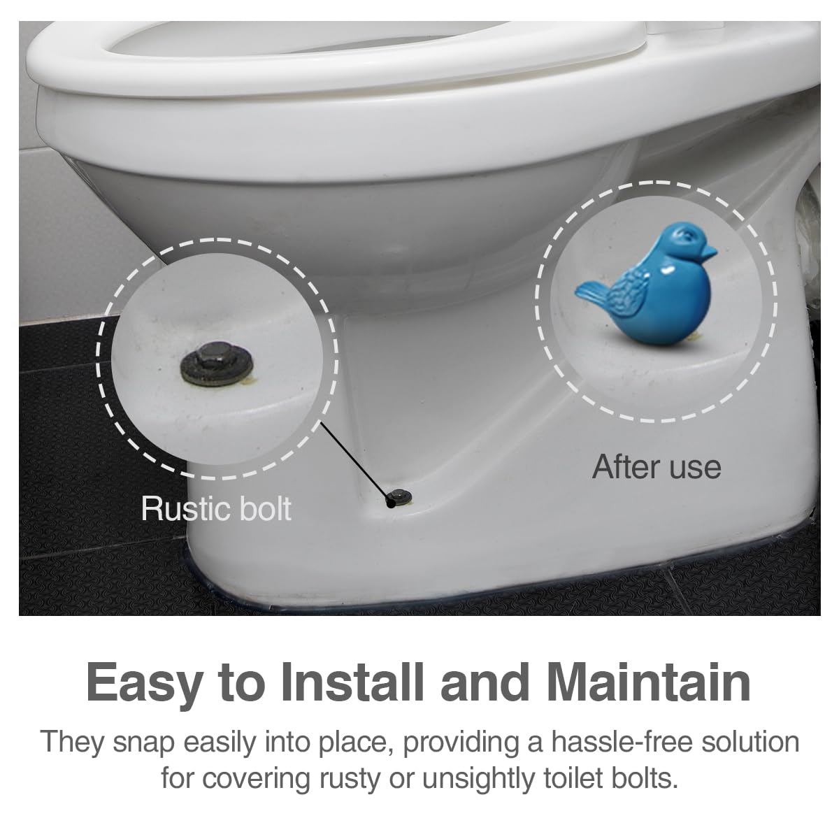 2pcs Toilet Bolt Caps, Tall Toilet Bolt Covers Decorative, Bird Replacement Toilet Screw Cover Caps, No Need to Cut The Bolt and No Tools Required - Universal Fit