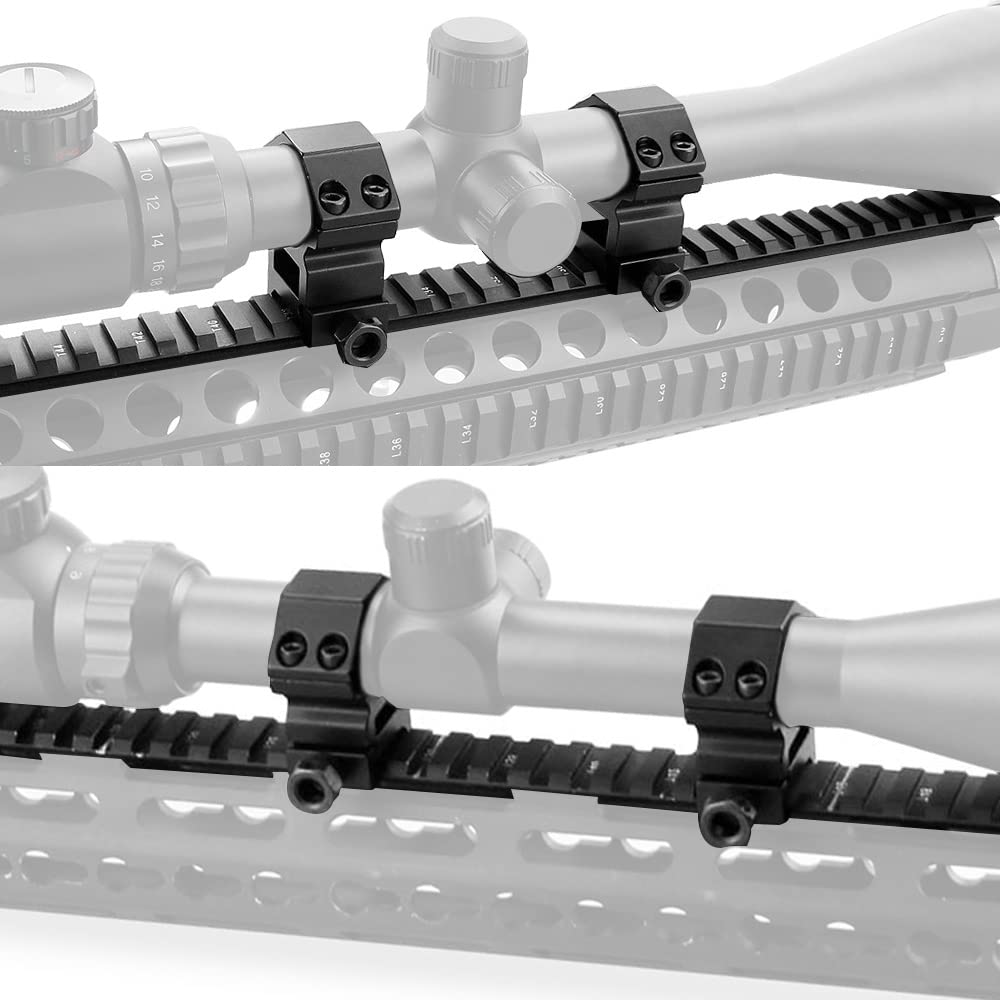 Modkin 1 Inch Scope Rings Set of 4, 2 Pieces High Profile Scope Mounts and 2 Pieces Medium Profile Scope Rings for Picatinny Rail