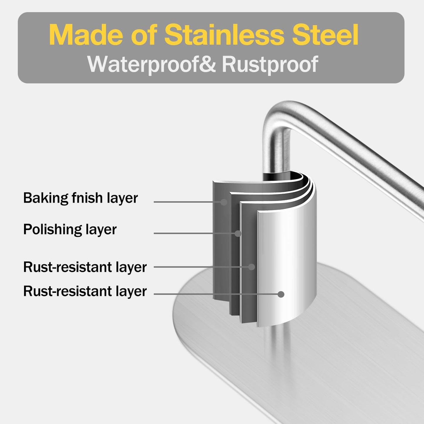 SUNTECH Hand Towel Holder 2 Packs,Self Adhesive Stick on Wall Towel Rack, Bath Hand Towel Holder for Bathroom and Kitchen No Drilling