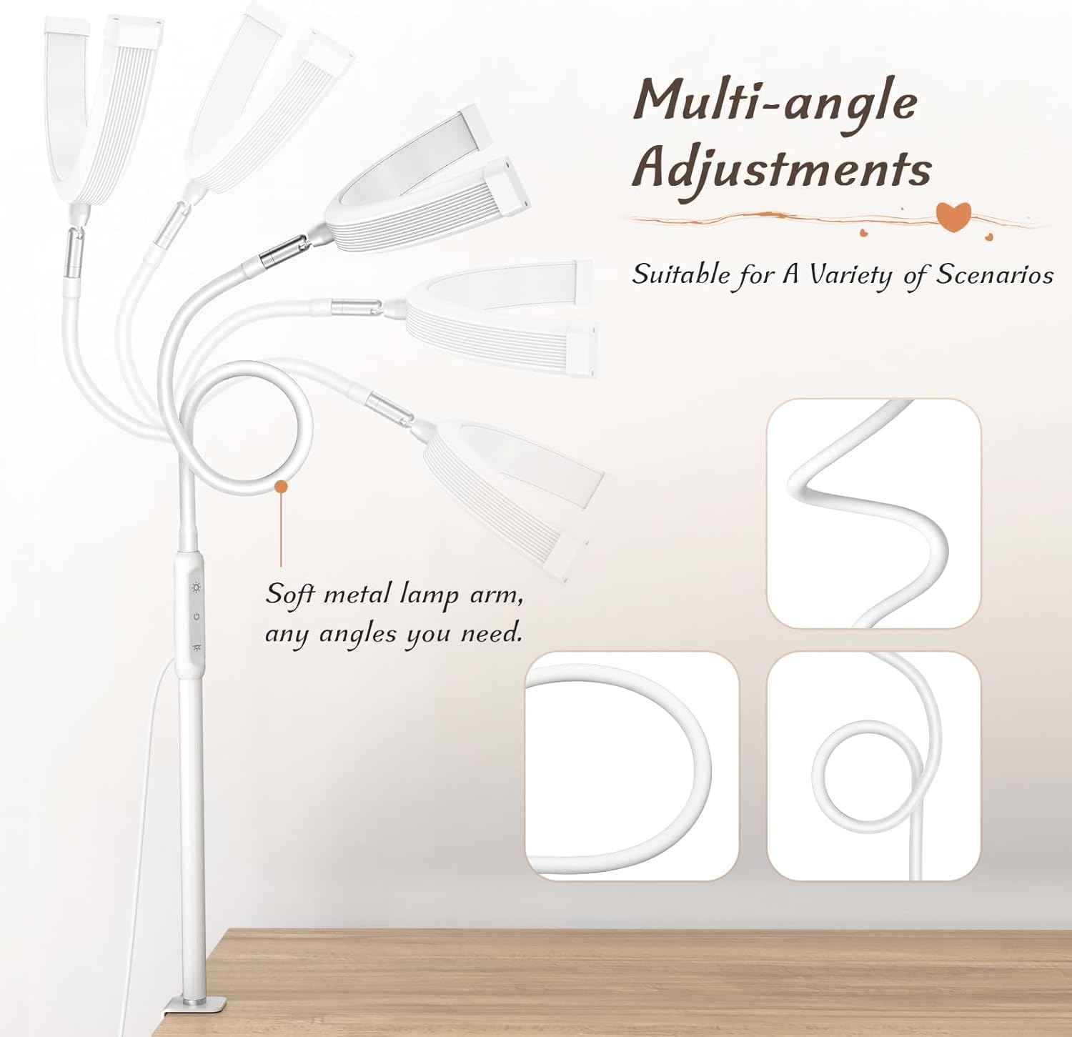 LED Half Moon Clamp Desk Lamp for Nail Art & Skincare - 5 Brightness Levels, Remote Control
