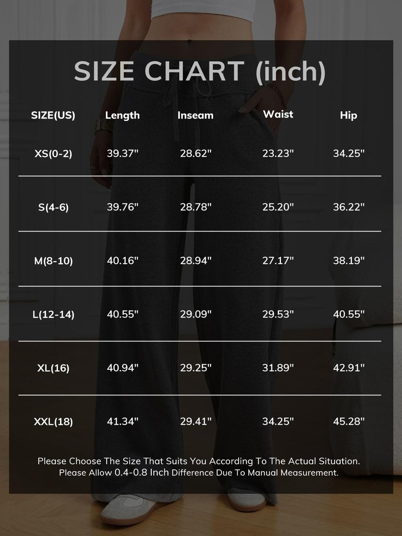 ATHMILE Wide Leg Sweatpants Women High Waisted Baggy Lounge Pants Drawstring Athletic Joggers Teen Girl Clothes Black