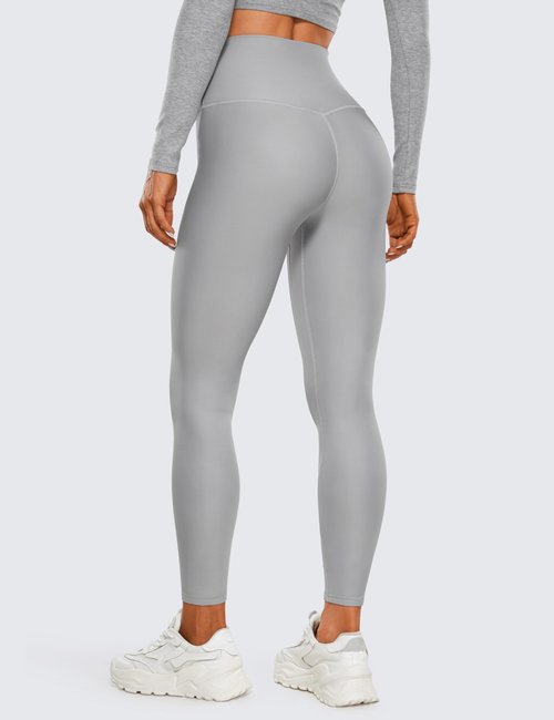 CRZ YOGA Fleece Lined Leggings 25'' - Thermal Casual Lounge Workout Womens Yoga High Waisted Pants Winter Warm Rhino Grey Medium