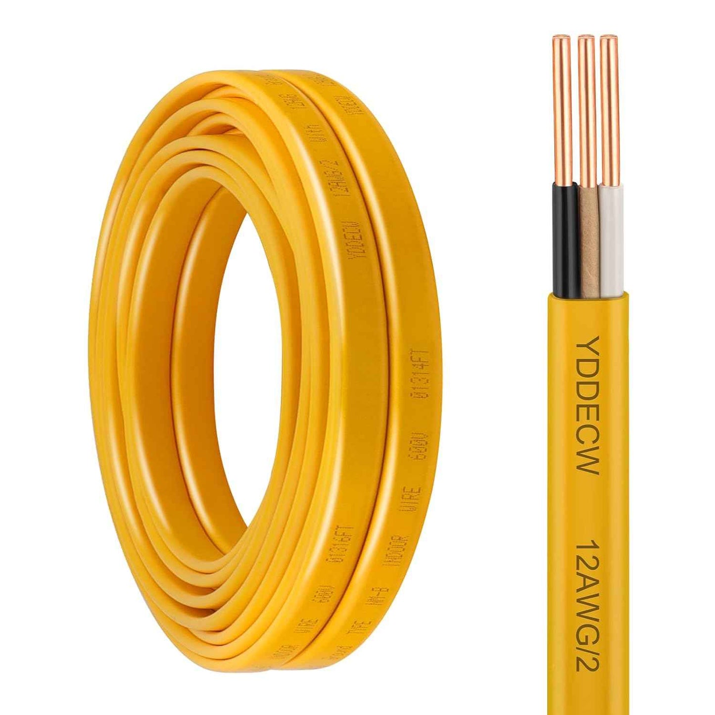 14 Gauge NM-B Wire with Ground - 50FT Pure Copper Indoor Electrical Cable for Outlets & Switches