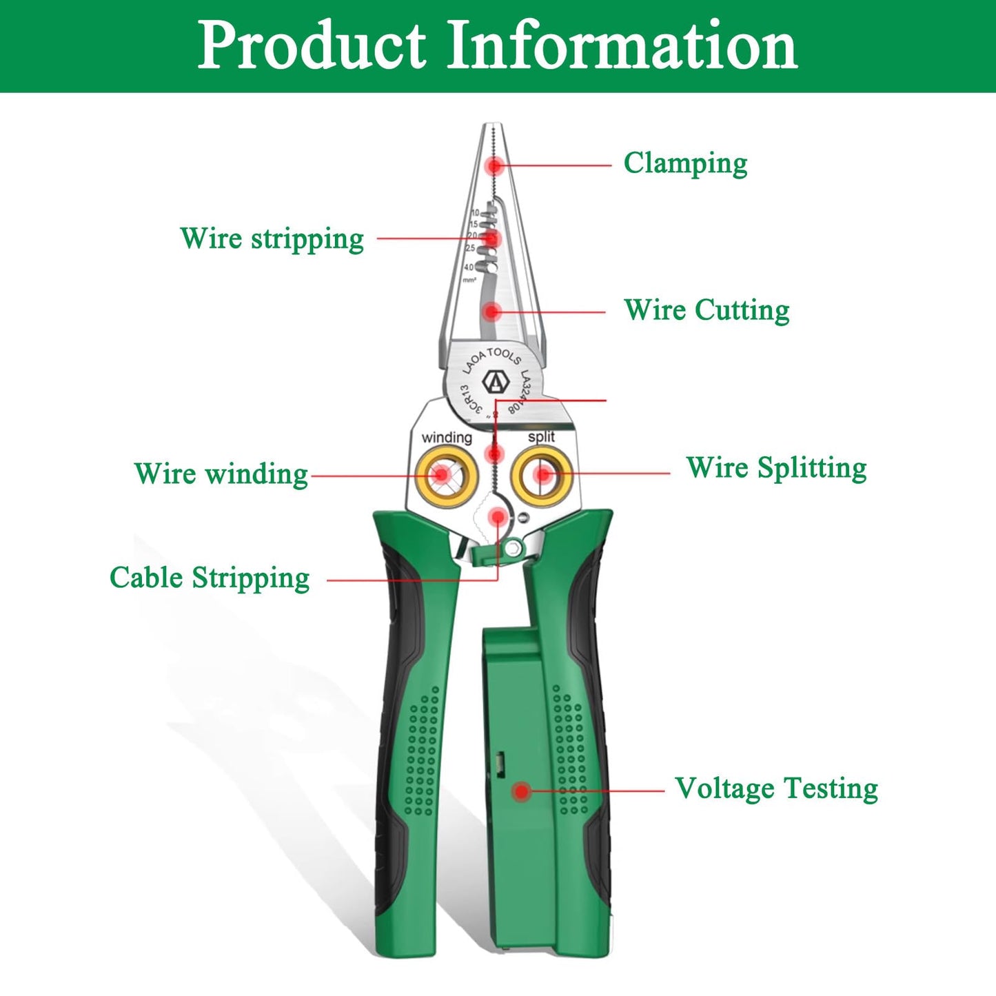 8-in-1 Wire Stripper & Voltage Tester - Cutting & Pulling Pliers for Electricians - Essential Repair Tool (1PC)