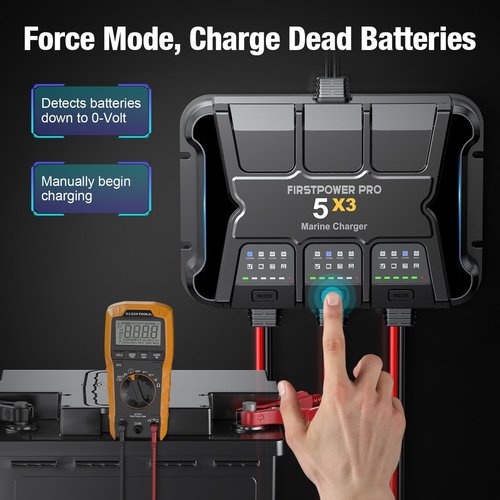 3 Bank Marine Battery Charger - 15A Waterproof Onboard Charger for SLA/AGM & Lithium Batteries | 12V Battery Maintainer