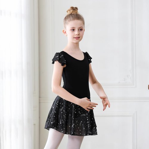 DIPUG Girls Ballet Leotards - Shiny Toddler Dance Dress with Ruffle Sleeves | Perfect for Recitals