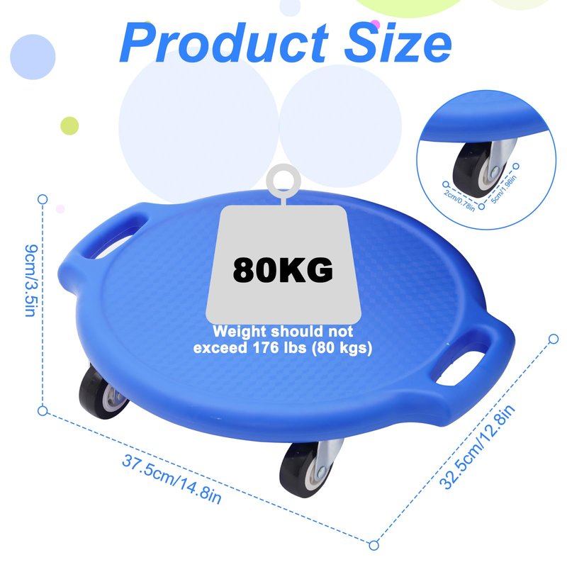 Sports Scooter Board with Handles Sitting Scooter Board with Universal Wheels Manual Sport Scooters Plastic Casters Floor Scooter Board for Gym Physical Education Equipment Indoor Outdoor
