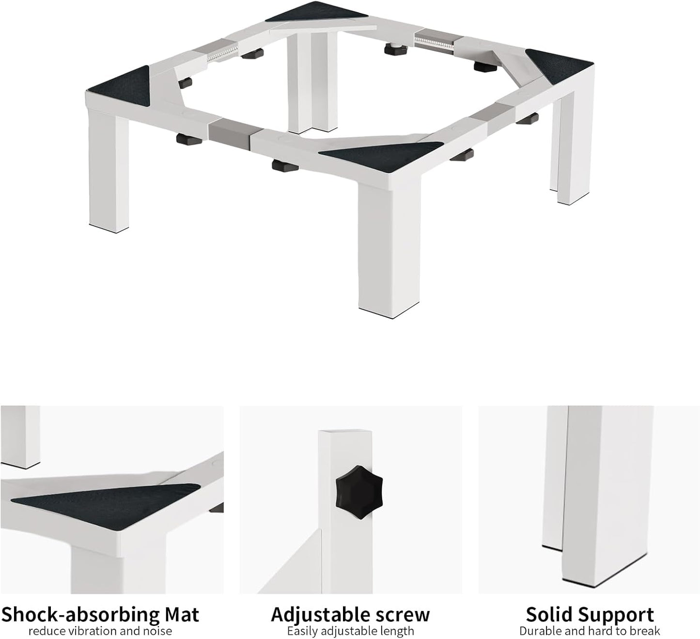 Heavy Duty Stainless Steel Mini Fridge & Washer Dryer Stand with 4 Strong Feet - Universal Appliance Base (Large)