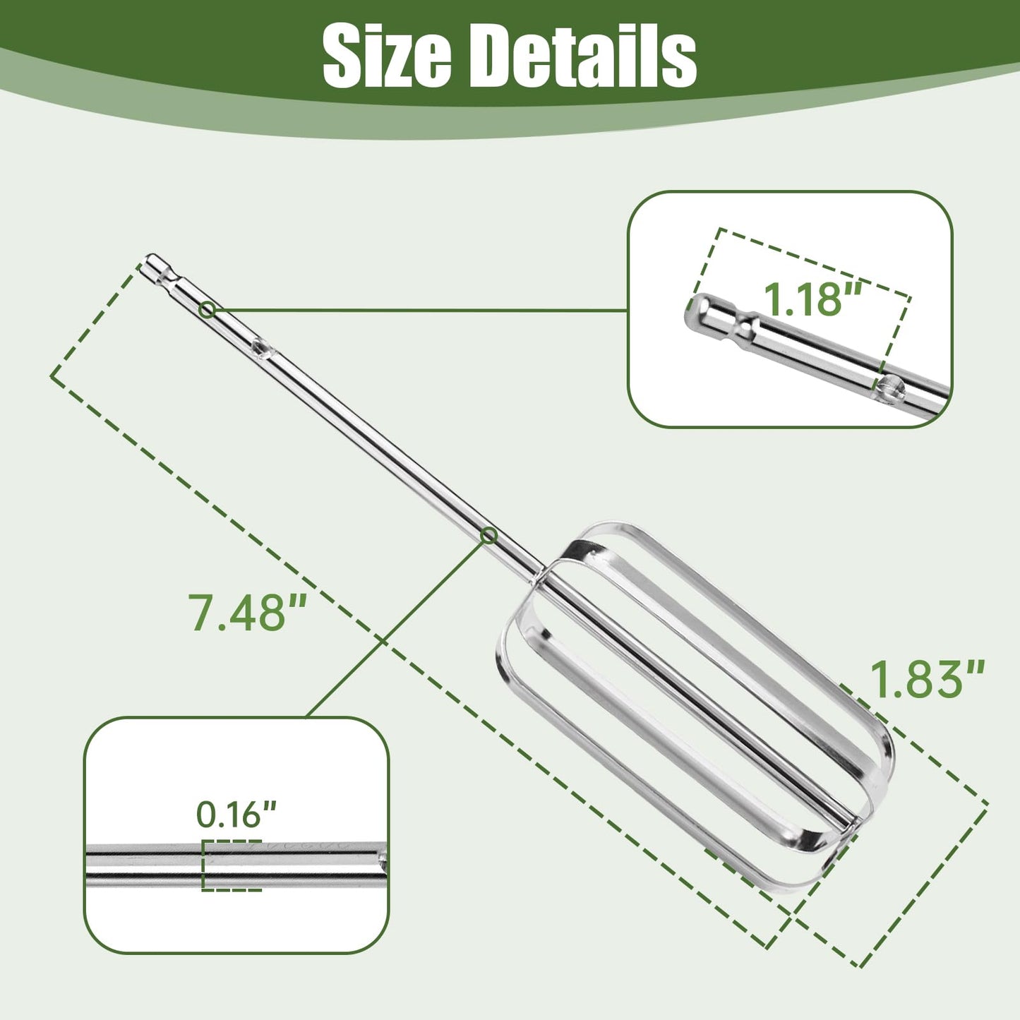 Hand Mixer Attachments Replacement Beaters Compatible with Hamilton Beach Hand Mixers 62682RZ 62683 62692 62695V 64699